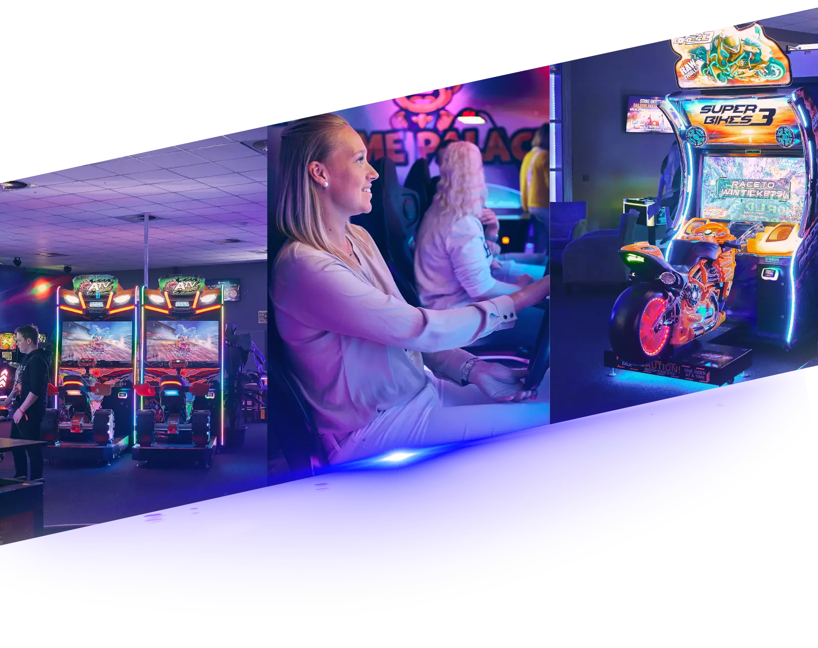 Mädchen fährt ein Auto in einem Arcade-Spiel